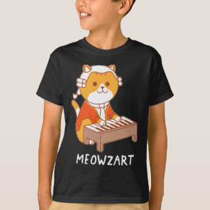 Meowzart Cat Pun Clical Music Piano Funny  T-Shirt