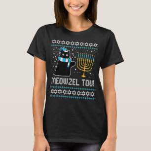 Meowzel Tov Black Cat Hanukkah Chanukah Men Women T-Shirt