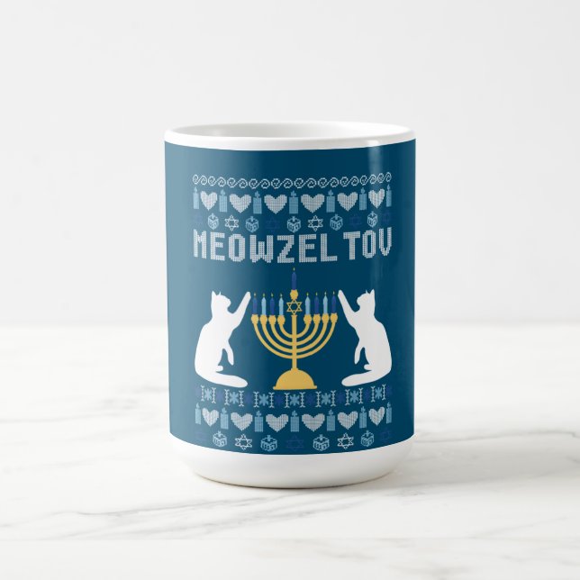 Meowzel Tov Chanukah Coffee Mug (Center)