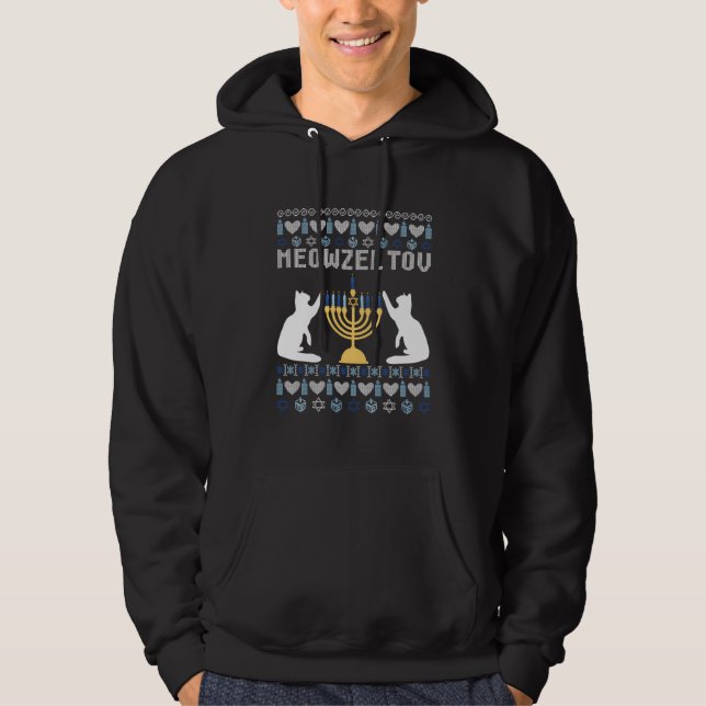 Meowzel Tov Chanukah Hoodie (Front)