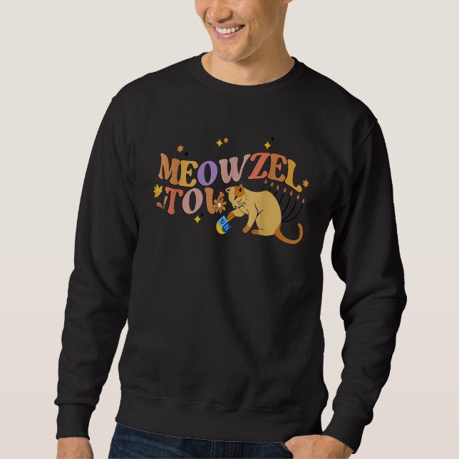 Meowzel Tov Chanukah Jewish Cat Hanukkah Sweatshirt (Front)