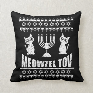 Meowzel Tov Chanukah Jewish Cat Owner Hanukkah Cushion
