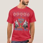 Meowzel Tov Chanukah Jewish Cat Owner Ugly Hanukka T-Shirt<br><div class="desc">Meowzel Tov Chanukah Jewish Cat Owner Ugly Hanukkah .Cat Christmas Tree Funny Meowy Catmas Design. This Xmas graphic print featuring candy canes, gifts, a Santa hat, and a scarf for the winter holiday season is for cheerful or joyful men, women, boys, girls, kitty, kitten lovers, fur parents, or pet owners....</div>
