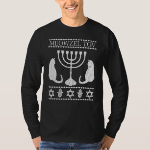 Meowzel Tov Chanukah Jewish Cat Owner Ugly Hanukka T-Shirt