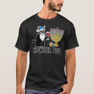meowzel tov jewish cat menorah hanukkah chanukah c T-Shirt