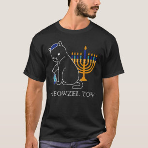 Meowzel Tov Tee Cute Cat Mazel Tov Menorah Funny H