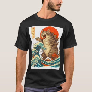 Meowzilla Catzilla Cat Japanese Art Funny For Men  T-Shirt