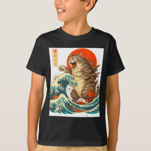 Meowzilla Catzilla Cat Japanese Art Funny For Men  T-Shirt
