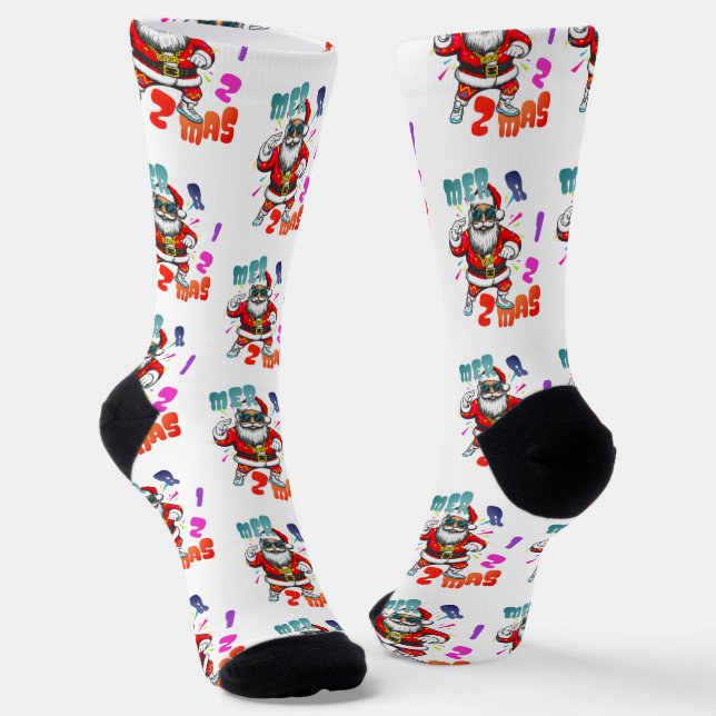 Mer rizz mas - Christmas Rizz funny Santa  Socks (Angled)