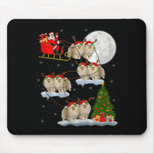 Meranian Dog Santa Sleigh Flying Funny Magical Chr Mouse Pad