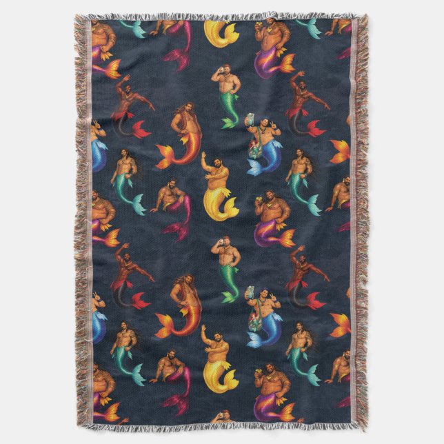 Merbear Lagoon Throw Blanket (Front Vertical)