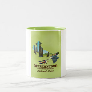 mercantour national park France travel poster map. Two-Tone Coffee Mug