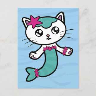 Mercat Mermaid cat cute postcard
