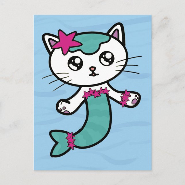 Mercat Mermaid cat cute postcard (Front)