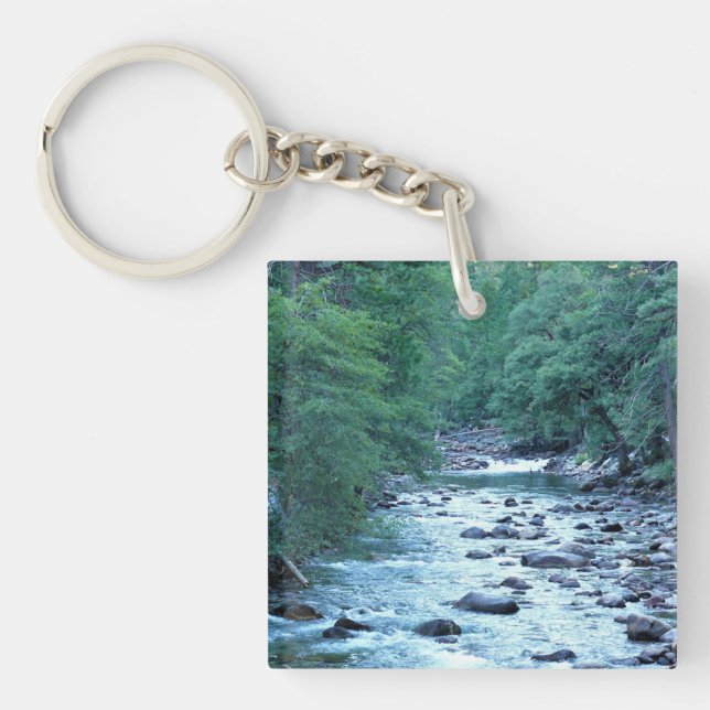 Merced River by Happy Isles, Yosemite, CA Key Ring (Front)