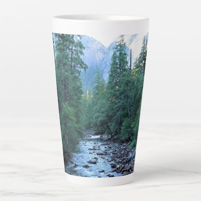 Merced River by Happy Isles, Yosemite, CA Latte Mug (Front)