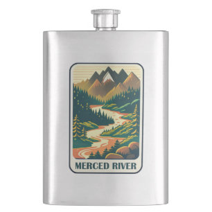 Merced River California Colours Hip Flask