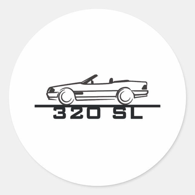 Mercedes 320 SL Type 129 Classic Round Sticker (Front)