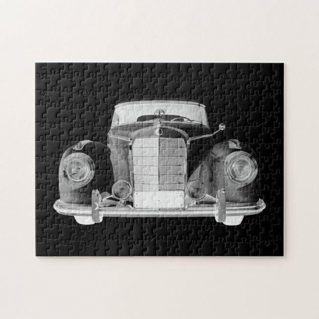 Mercedes Benz 300 Luxury Black and White Car Art Jigsaw Puzzle (Horizontal)
