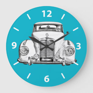 Mercedes Benz 300 Luxury Car Illustration Large Clock