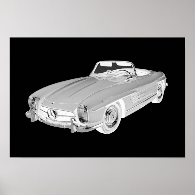 Mercedes Benz 300 SL Convertible Car Art Poster (Front)