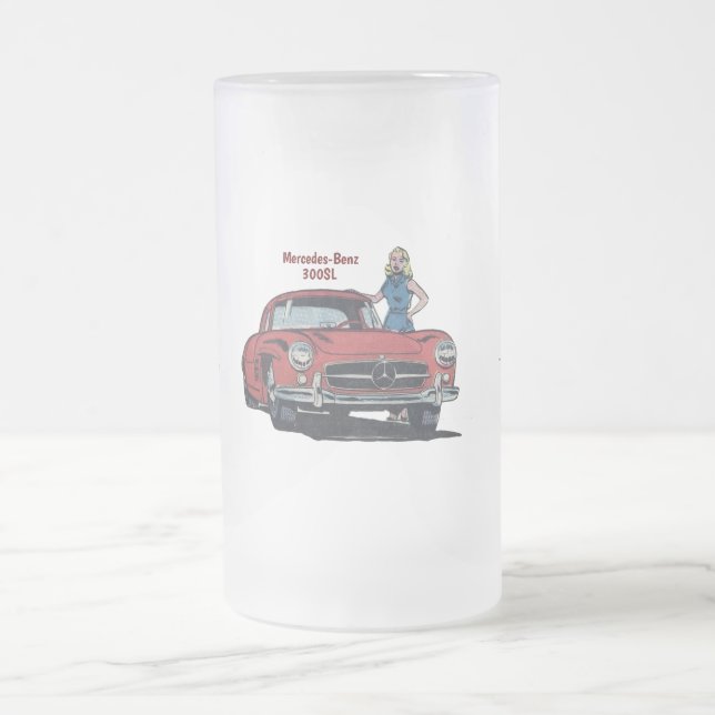 Mercedes-Benz 300SL Frosted Glass Beer Mug (Center)