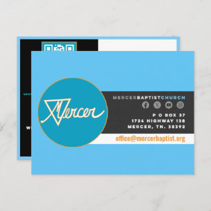 Mercer Baptist Church Invitation Postcard