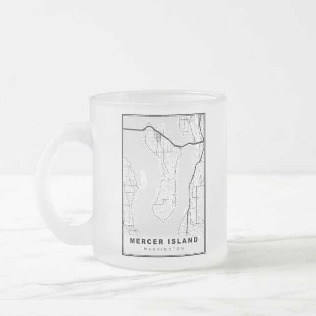 Mercer Island Map Frosted Glass Coffee Mug (Left)