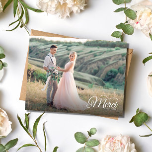Merci Beacoup French Photo Wedding Postcard