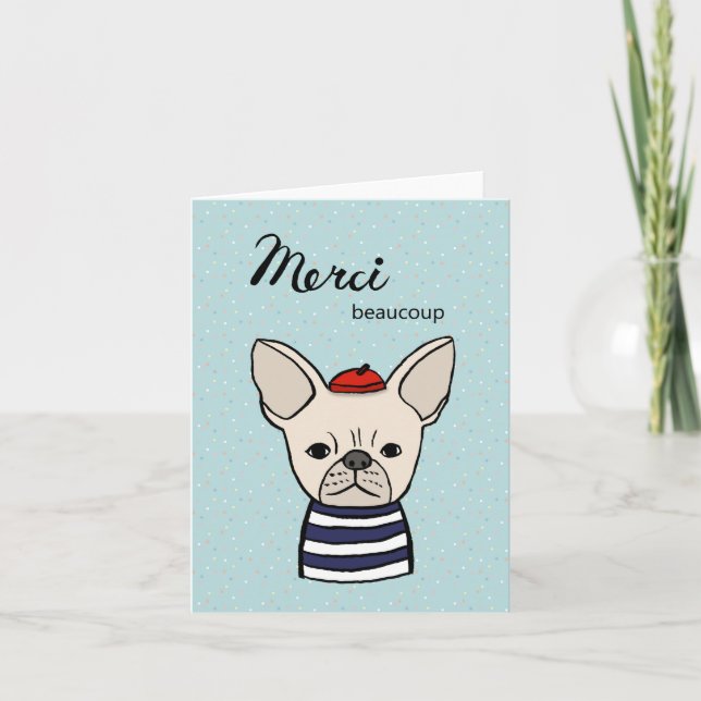 Merci Beaucoup French Bulldog Thank you  Card (Front)