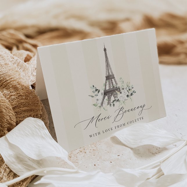 Merci Beaucoup Paris Baby Shower Thank You Card (Creator Uploaded)