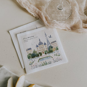 Merci Beaucoup   Parisian Watercolor Garden Napkin