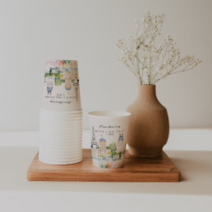 Merci Beaucoup Parisian Watercolor Garden Paper Cups