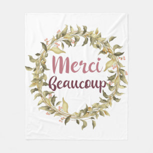 Merci Beaucoup Thank You French Fleece Blanket