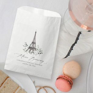 Merci Beaucoup White Floral Paris Bridal Shower Favour Bags