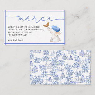 Merci French Blue Boy Baby Shower Thank Yo Enclosure Card
