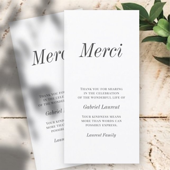 Merci French Modern Typography Memorial Thank You (Creator Uploaded)