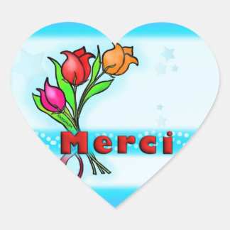 MERCI French Thank You flowers cartoon stickers