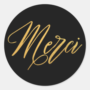 Merci Gold Elegant Thank You Classic Round Sticker