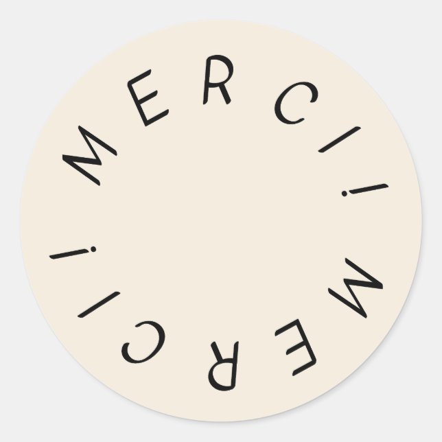 Merci! Hand Drawn Simple Design Thank You Sticker (Front)