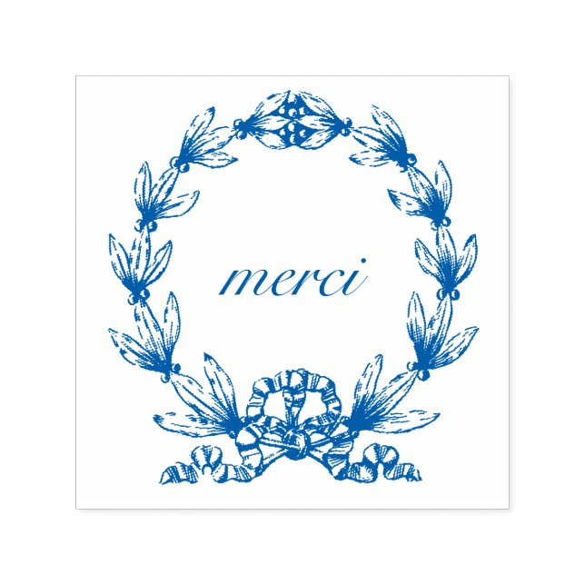 “merci” in Laurel Wreath self-inking stamp (Design)