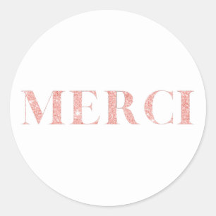 Merci Rose Gold Elegant Thank You Classic Round Sticker