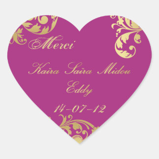 Merci Seal - Fuschia & Gold Floral Wedding Sticker