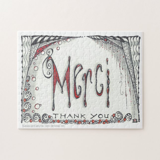 "Merci - Thank You" Jigsaw 8x10 or 11x14 Puzzle (Horizontal)