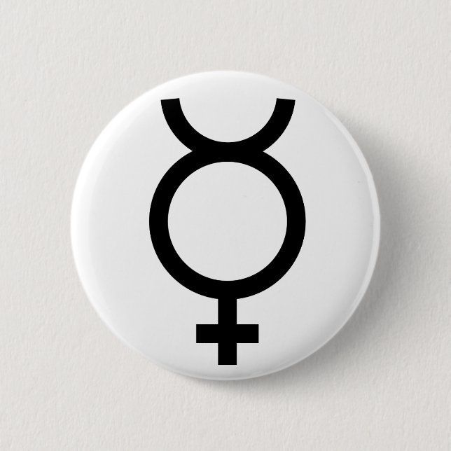 Mercury alchemical symbol 6 cm round badge (Front)