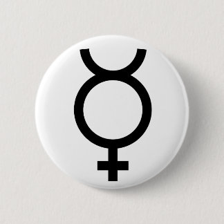 Mercury alchemical symbol 6 cm round badge