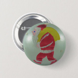 Mercury Art Glass Christmas Ball Painted Santa 6 Cm Round Badge