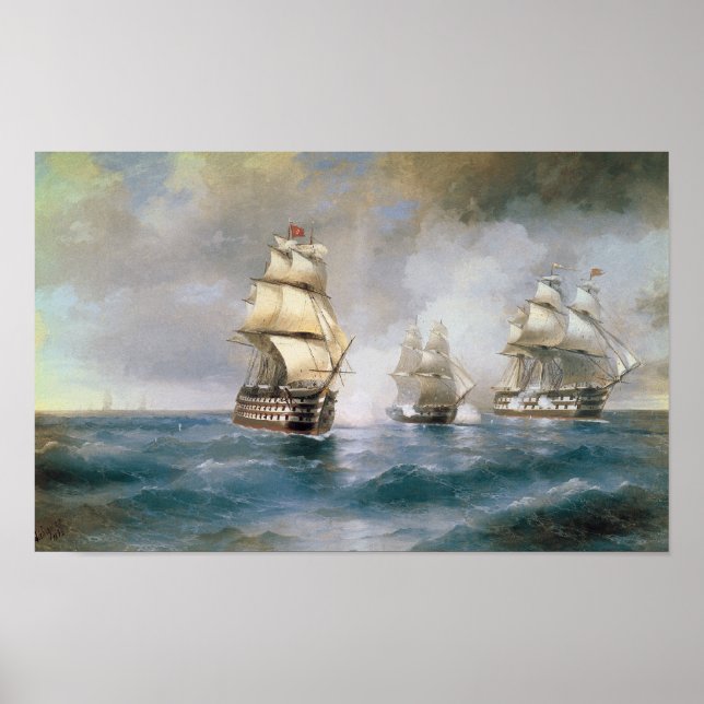 Mercury Attacked by Two Turkish Ships Poster (Front)