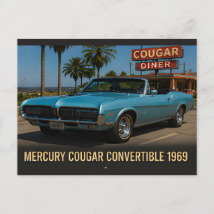 Mercury Cougar Convertible 1969 Postcard