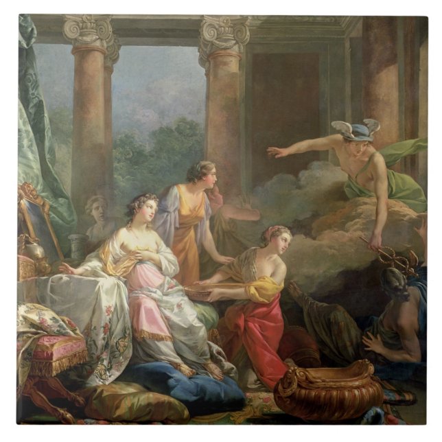 Mercury, Herse and Aglauros, 1763 (oil on canvas) Tile (Front)